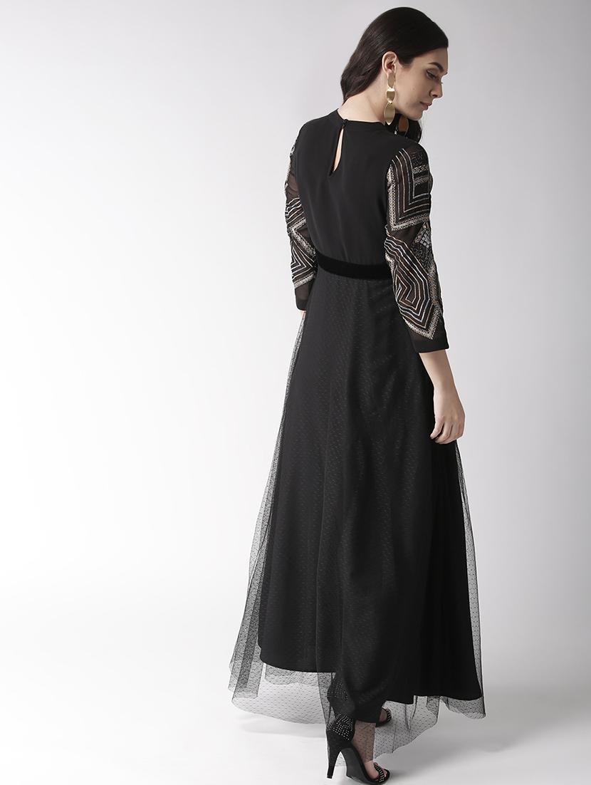 lace insert embroidered maxi dress - 15983342 - Zoom Image - 3