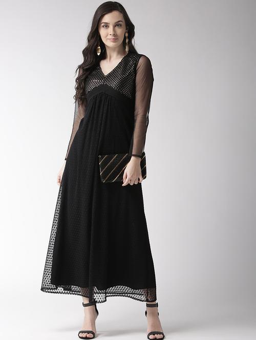 sheer sleeved sequined maxi dress - 15983343 - Standard Image - 1