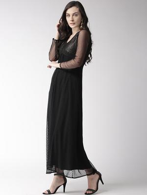 sheer sleeved sequined maxi dress - 15983343 - Standard Image - 2