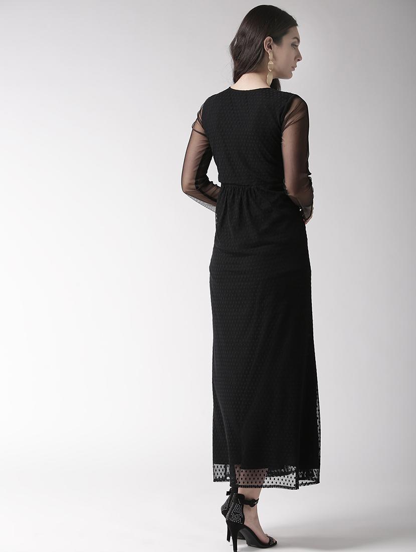 sheer sleeved sequined maxi dress - 15983343 - Zoom Image - 3