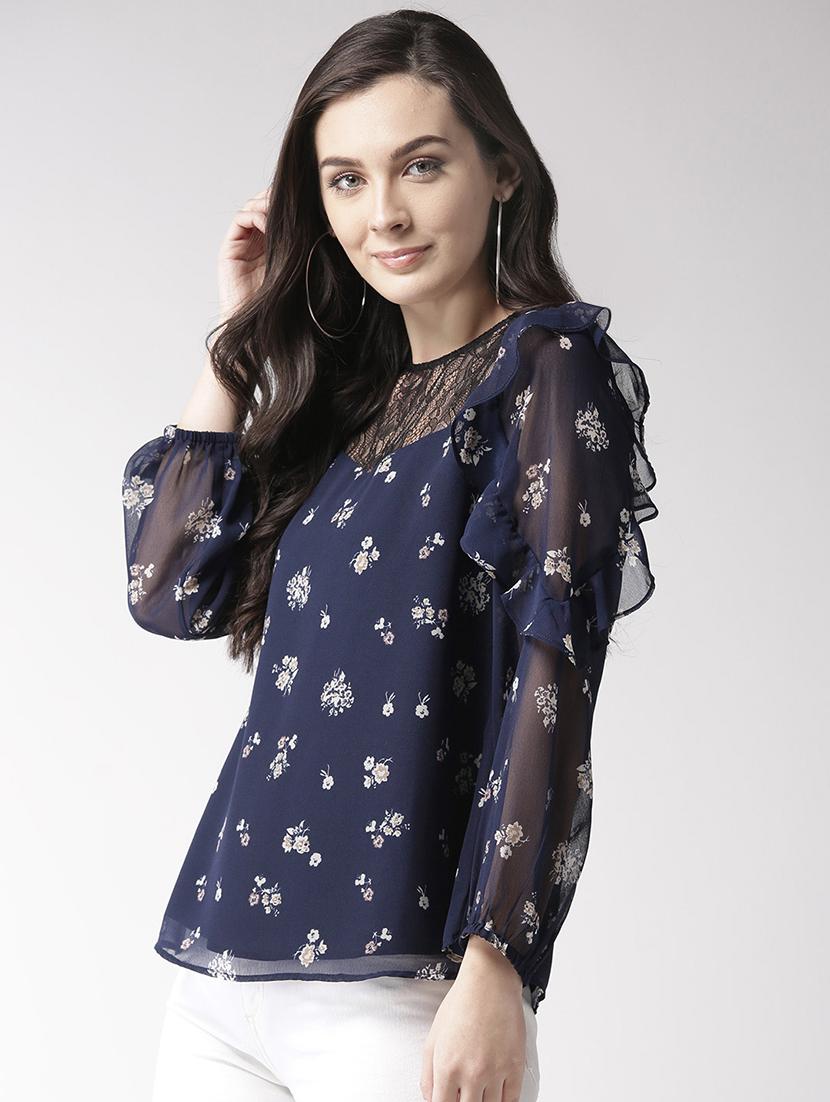 lace insert floral top - 15983344 - Zoom Image - 2