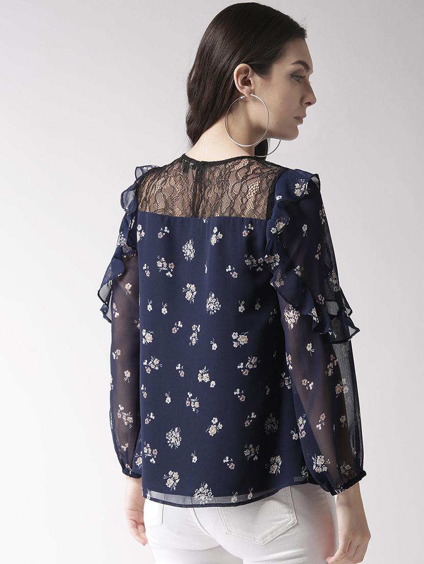 lace insert floral top - 15983344 - Zoom Image - 3