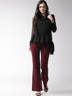 tie knot bell sleeved ruffle top - 15983345 - Standard Image - 4