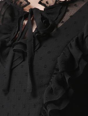 tie knot bell sleeved ruffle top - 15983345 - Standard Image - 5