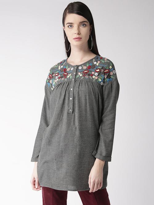 embroidered gathered tunic - 15983348 - Standard Image - 1