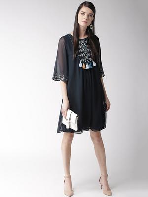 tassel detail embroidered a-line dress - 15983349 - Standard Image - 4