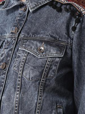 lace detail button up denim jacket - 15983353 - Standard Image - 5
