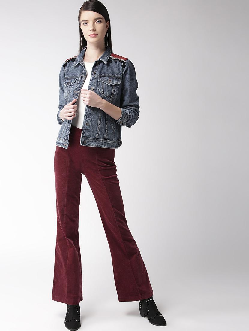 lace detail button up denim jacket - 15983353 - Zoom Image - 4