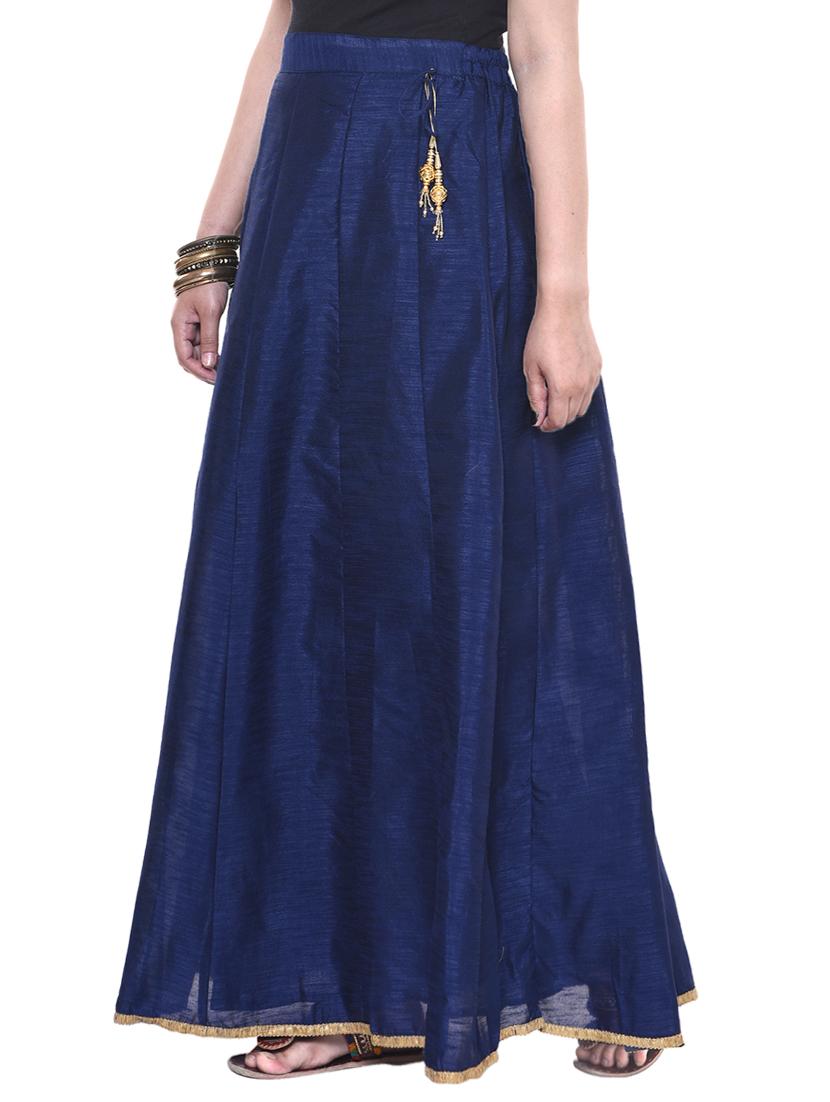 solid flared skirt with drawstring - 15983690 - Zoom Image - 2