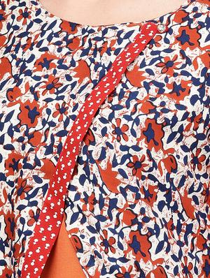 printed solid a-line kurta - 15984586 - Standard Image - 4