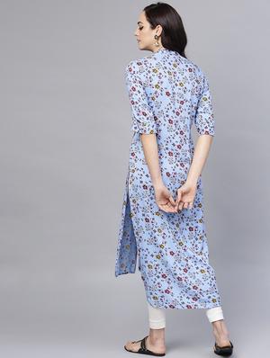 high low printed kurta - 15984587 - Standard Image - 3