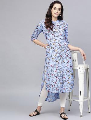 high low printed kurta - 15984587 - Standard Image - 4