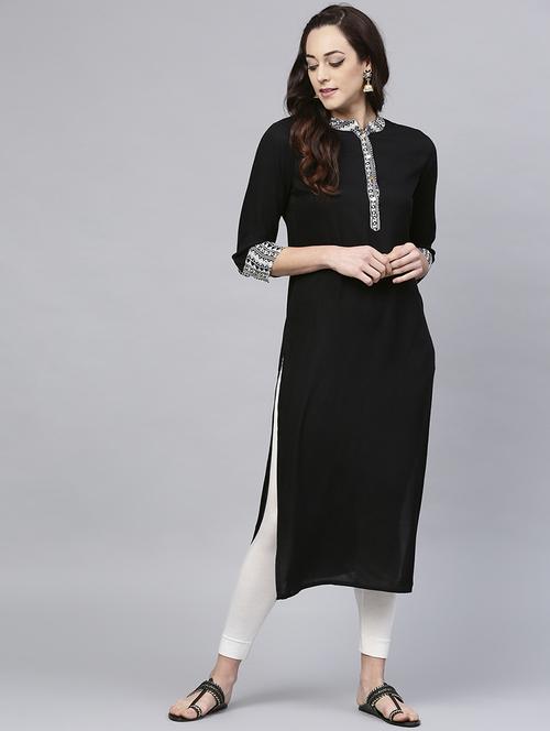 straight solid kurta - 15984590 - Standard Image - 1