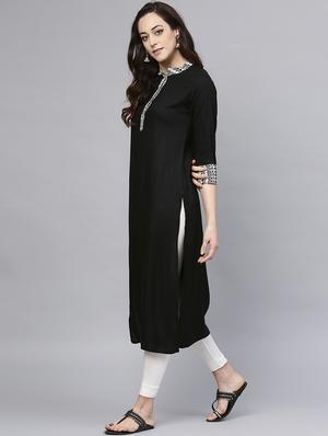 straight solid kurta - 15984590 - Standard Image - 2
