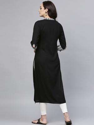 straight solid kurta - 15984590 - Standard Image - 3