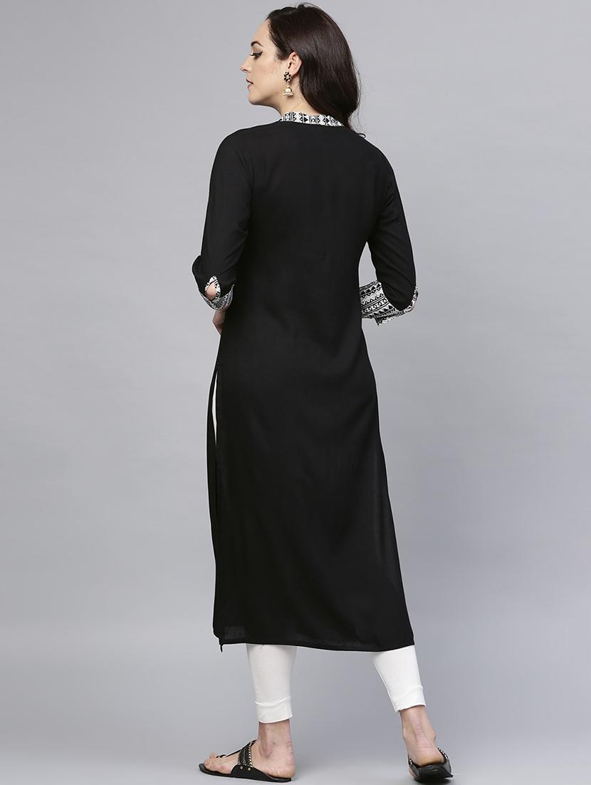 straight solid kurta - 15984590 - Zoom Image - 3