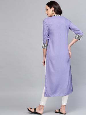 solid straight kurta - 15984591 - Standard Image - 3