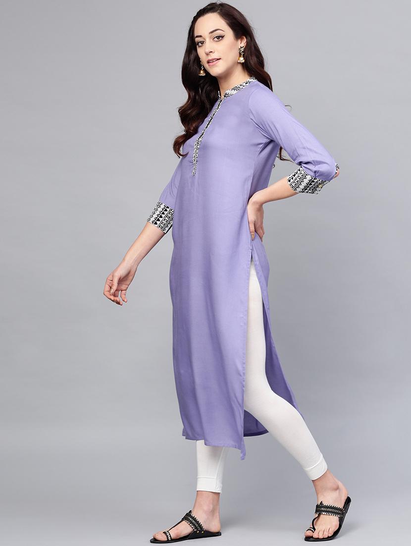 solid straight kurta - 15984591 - Zoom Image - 2