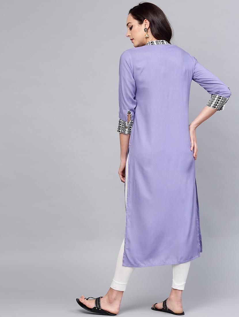 solid straight kurta - 15984591 - Zoom Image - 3