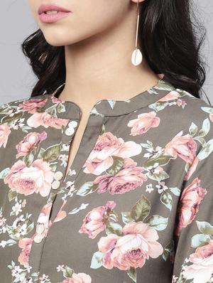 digital floral straight kurta - 15984602 - Standard Image - 4