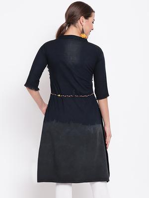 solid a-line kurta with pocket - 15984948 - Standard Image - 3
