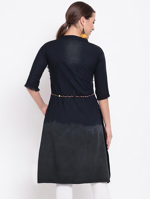 solid a-line kurta with pocket - 15984948 - Zoom Image - 3