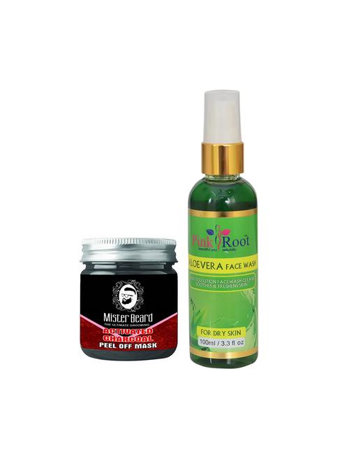 pink root aloe vera face wash 100ml with mister beard activated charcoal peel of mask 100gm - 15984968 - Standard Image - 1