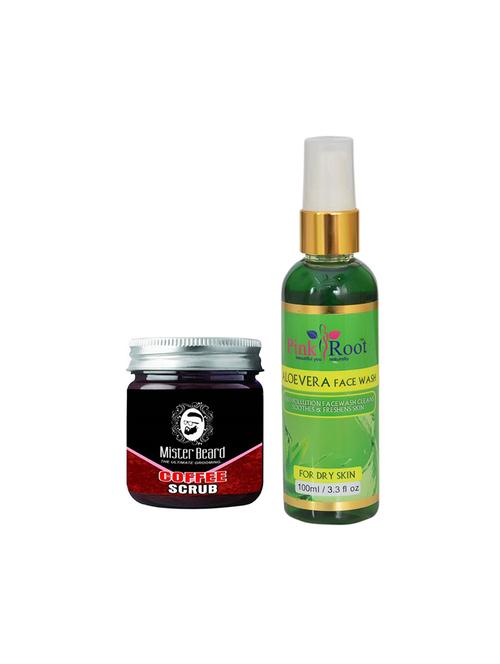 pink root aloe vera face wash 100ml with mister beard activated coffee scrub 100gm - 15984970 - Standard Image - 1