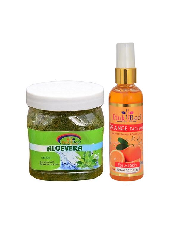 pink root aloevera scrub with orange face wash - 15986426 - Zoom Image - 1