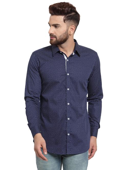 blue printed casual shirt - 15987938 - Standard Image - 1