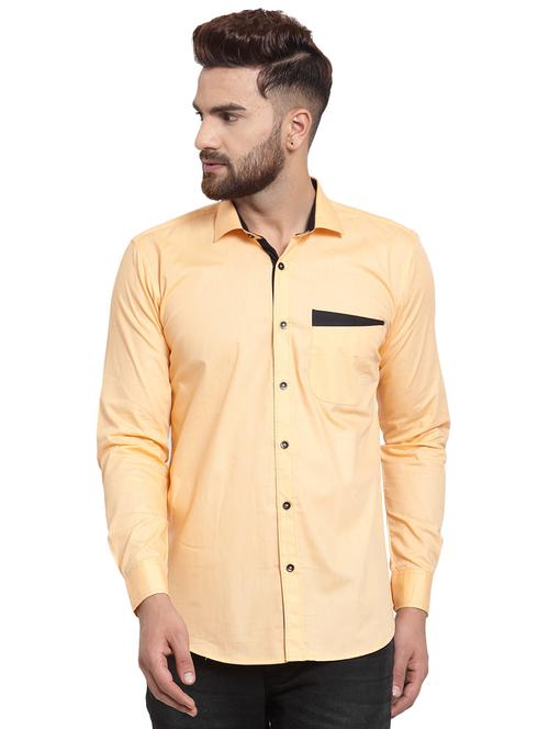 peach solid casual shirt - 15987939 - Standard Image - 1
