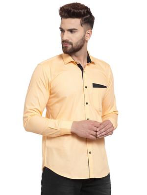 peach solid casual shirt - 15987939 - Standard Image - 2