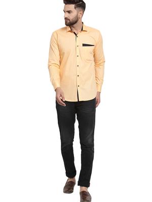 peach solid casual shirt - 15987939 - Standard Image - 4