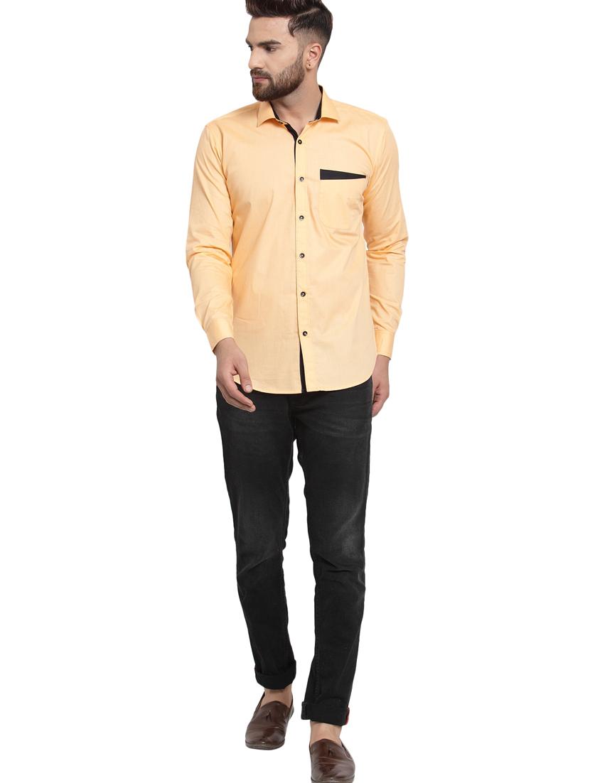 peach solid casual shirt - 15987939 - Zoom Image - 4