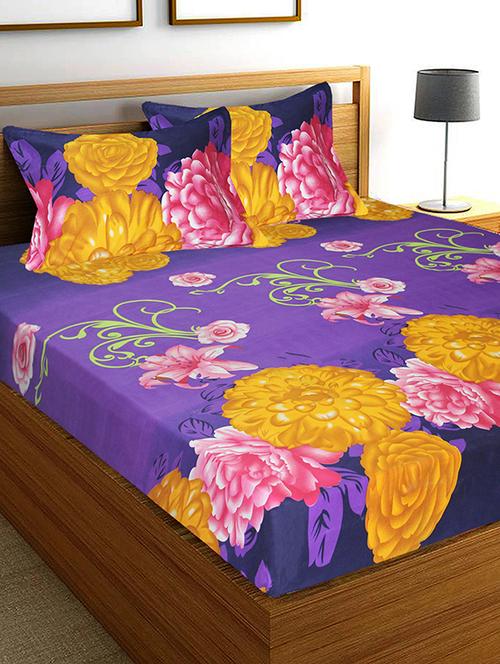 104 tc microfibre double bedsheet with 2 pillow covers - 15987988 - Standard Image - 1