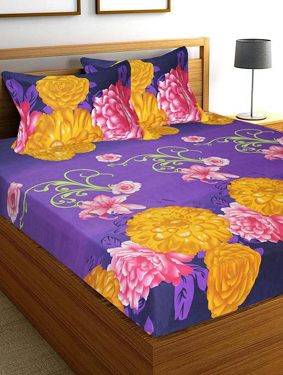 104 tc microfibre double bedsheet with 2 pillow covers - 15987988 - Zoom Image - 1