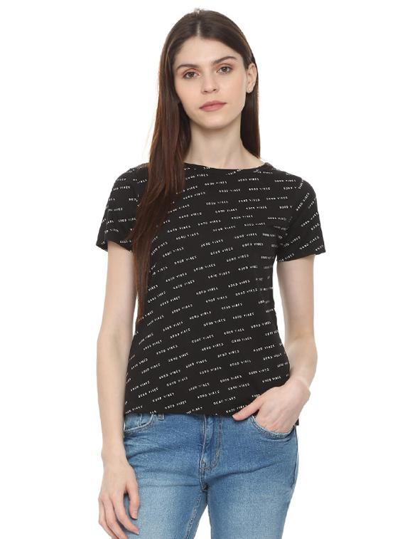 short sleeved quirky texte tee - 15988200 - Zoom Image - 1