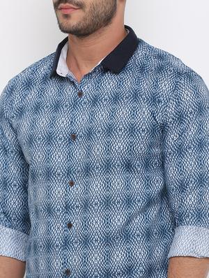 blue printed casual shirt - 15988323 - Standard Image - 5