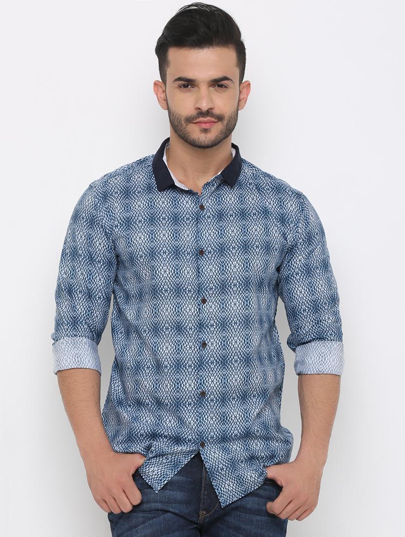 blue printed casual shirt - 15988323 - Zoom Image - 1