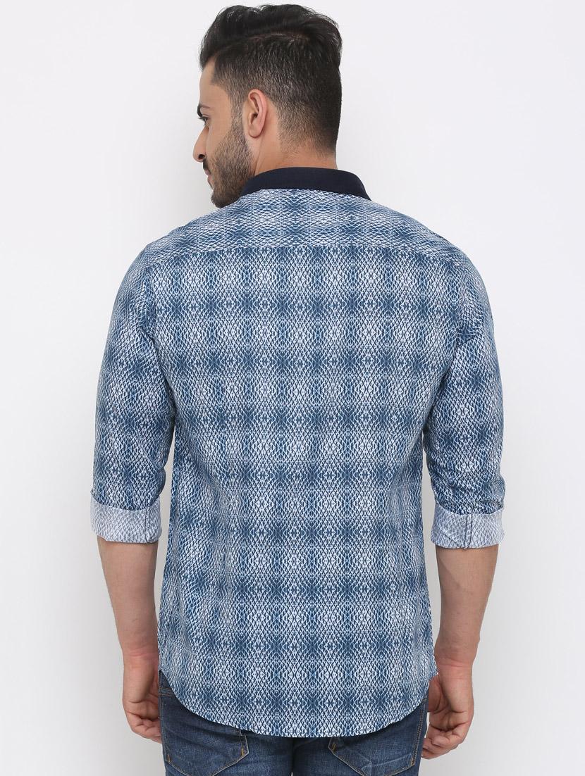 blue printed casual shirt - 15988323 - Zoom Image - 3
