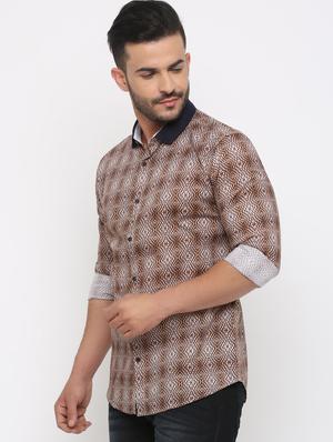 brown printed casual shirt - 15988325 - Standard Image - 2