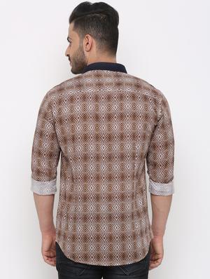 brown printed casual shirt - 15988325 - Standard Image - 3