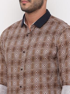 brown printed casual shirt - 15988325 - Standard Image - 5