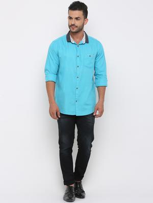 blue solid casual shirt - 15988328 - Standard Image - 4