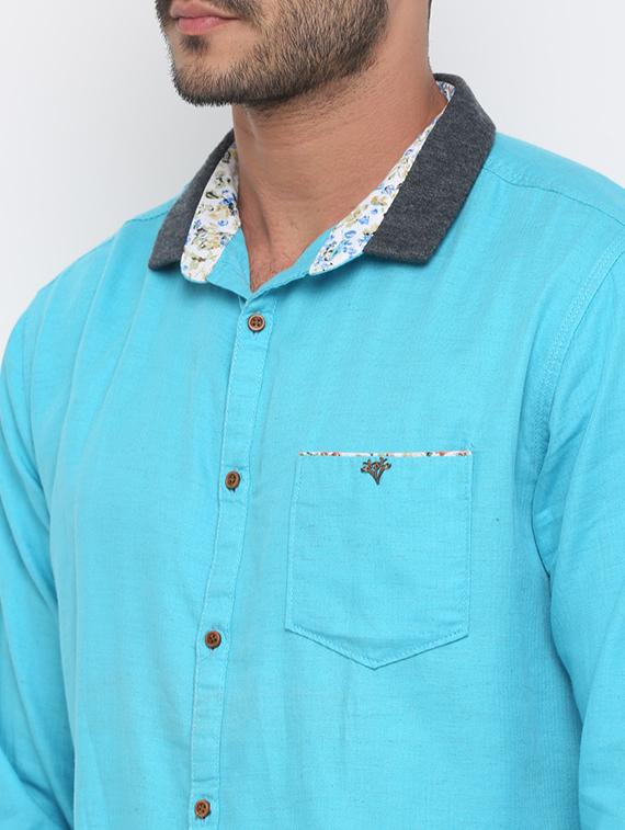 blue solid casual shirt - 15988328 - Zoom Image - 5