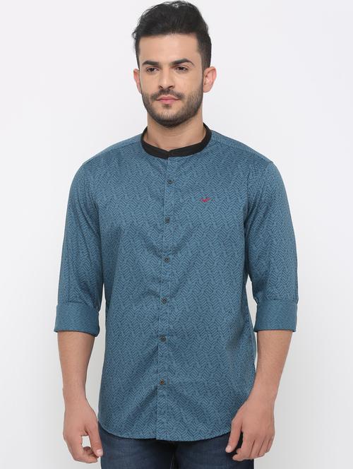 blue printed casual shirt - 15988332 - Standard Image - 1