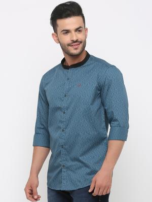 blue printed casual shirt - 15988332 - Standard Image - 2