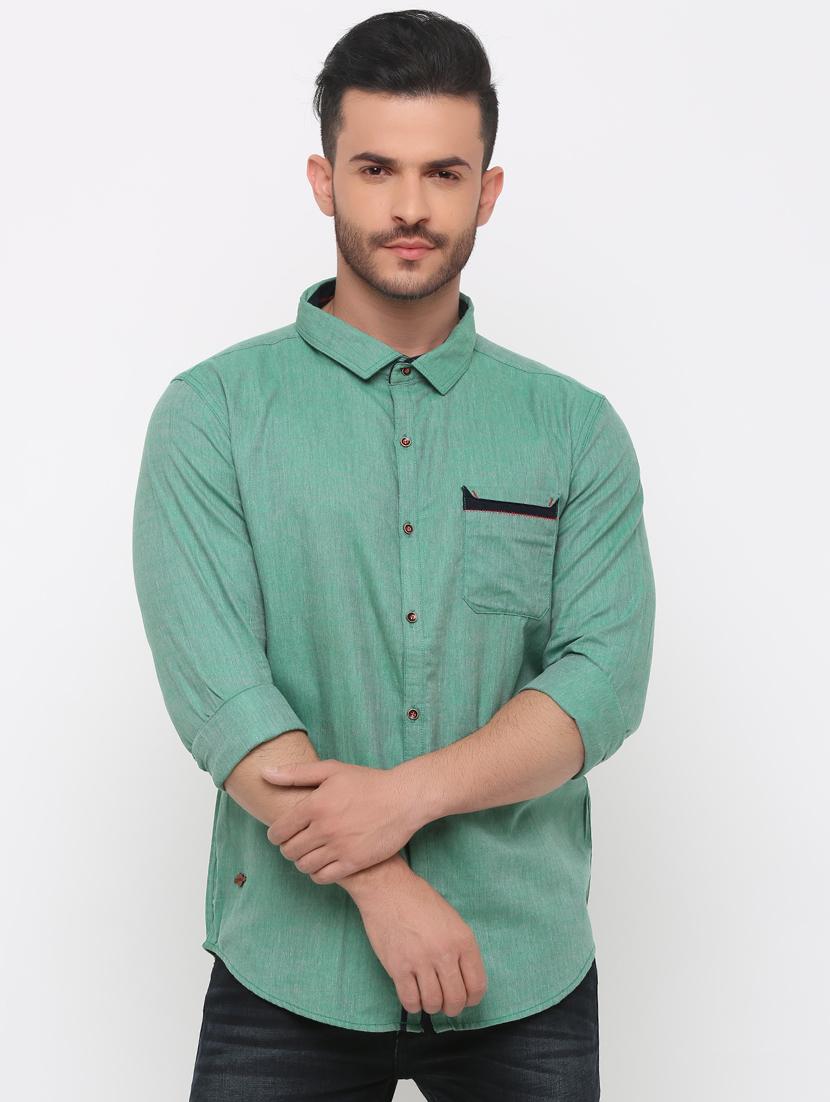 green cotton casual shirt - 15988347 - Zoom Image - 1