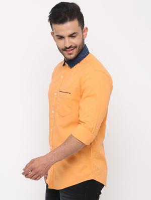 orange solid casual shirt - 15988349 - Standard Image - 2