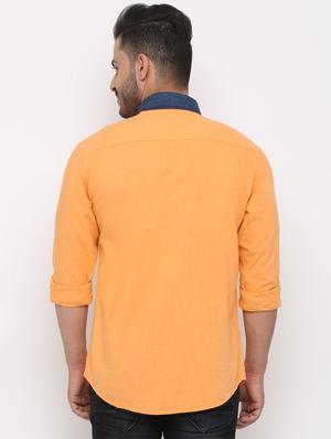 orange solid casual shirt - 15988349 - Standard Image - 3